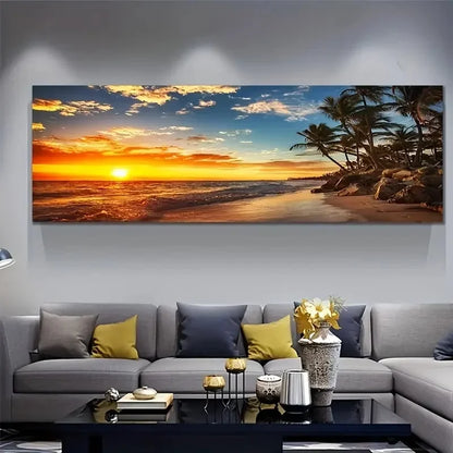 Lazy Beach Sunset Scenery Canvas Art Painting Poster