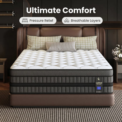 Full-Size Hybrid Mattress 12/14-Inch Medium Firm Gel Memory Foam with Pocketed Springs