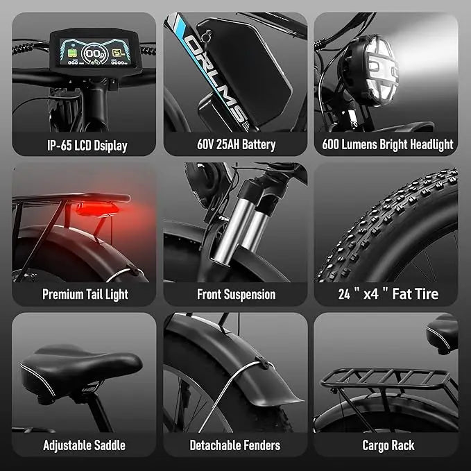 TS60 5000W Dual Motor E-Bike, 45MPH Mountain AWD 21-Speed with 26" x 4.0 Fat Tire