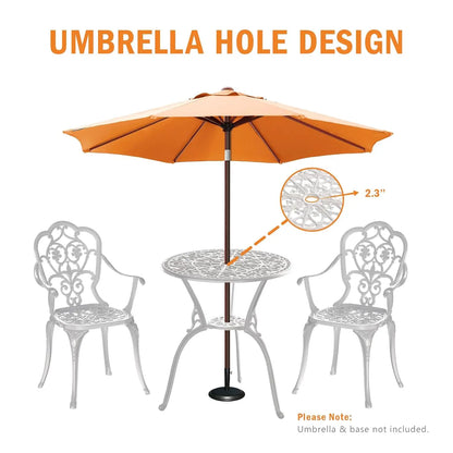 Cast Aluminum Bistro Set 3pc Table & Chairs w/Umbrella Hole Outdoor Patio Garden Lawn, Customized