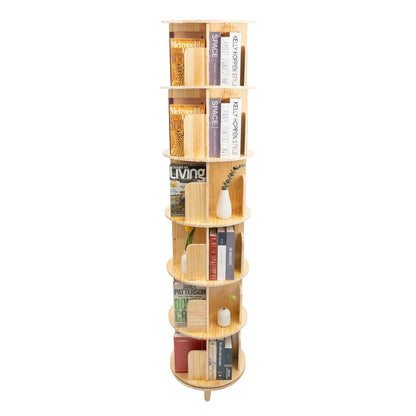 360° Rotating Wooden 6-Tier Kids Book Storage Organizer