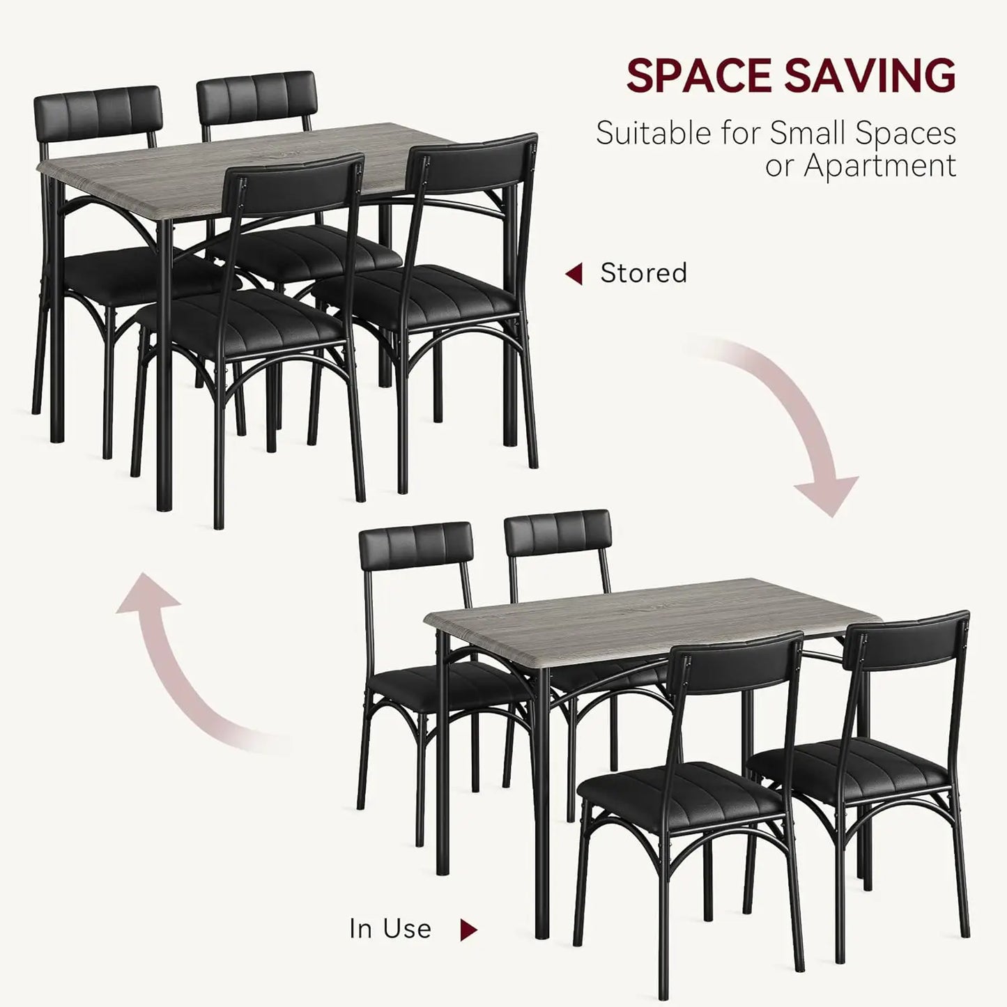 Modern 5 Piece Dining Room Table Set for Apartment,Home, Studio