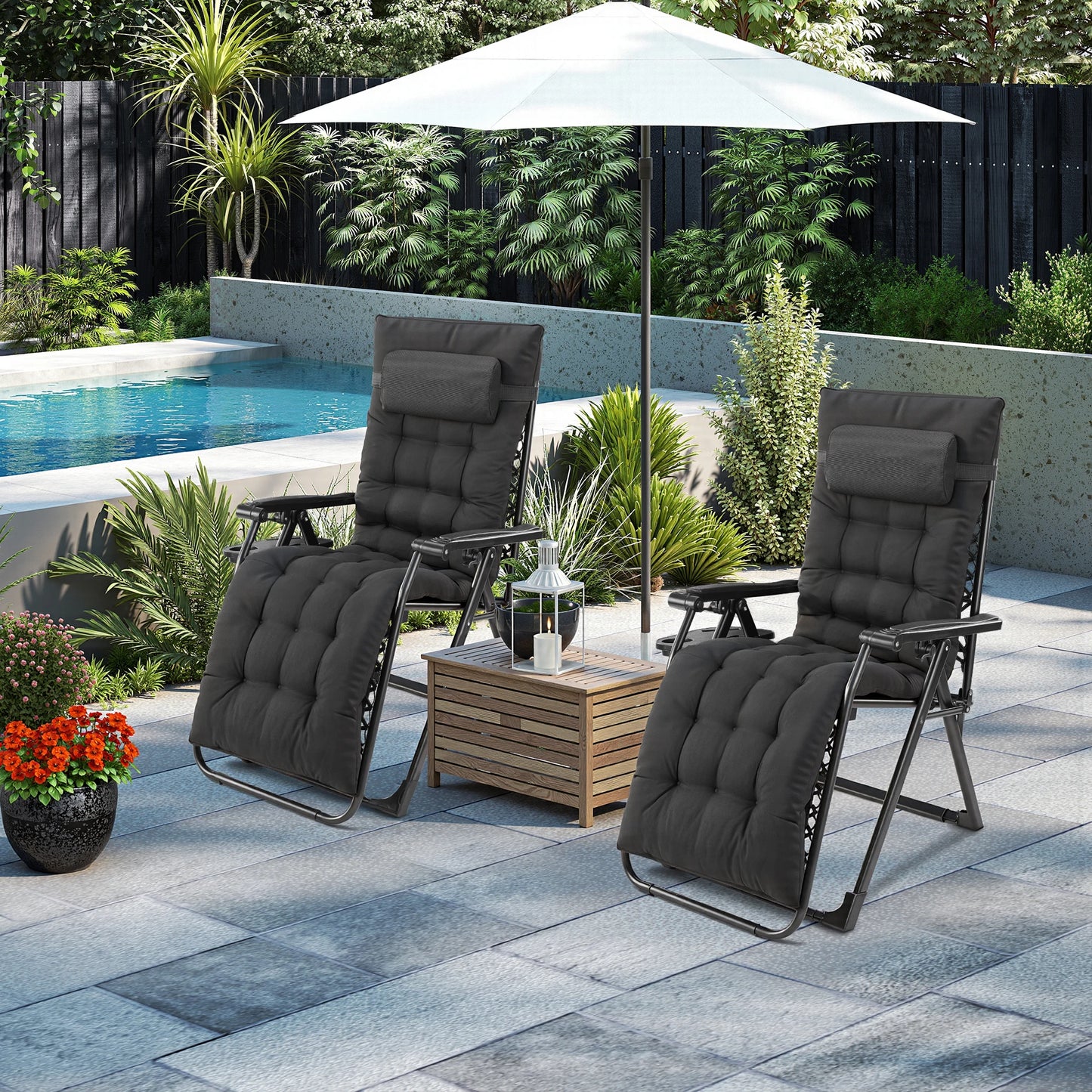 Zero Gravity Recliner or Camping Patio Lounge Chair  with Cup Holder Trays Removable Cushion For Outdoor Garden