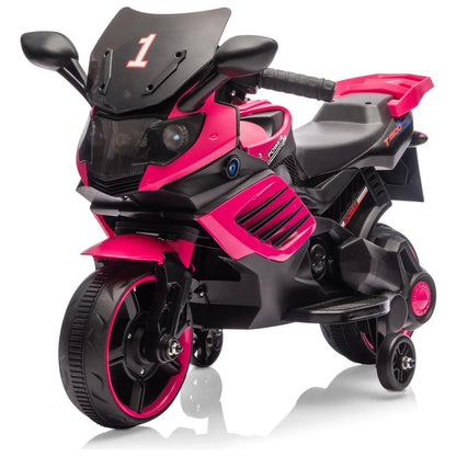6V Kids Motorcycle, Electric Ride On Toy with Training Wheels, Working Headlight, Horn & Music,for Toddlers Boys Girls 3-6Y