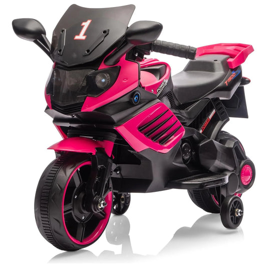 6V Kids Motorcycle, Electric Ride On Toy with Training Wheels, Working Headlight, Horn & Music,for Toddlers Boys Girls 3-6Y