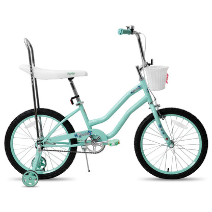 20 Inch Girls Bike with Training Wheels, Banana Seat Bike for Girls Ages 7-12 Years Old with Handbrake and Coaster Brake