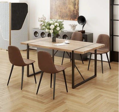 Wood Dinette Table with for 4  Fabric Dining Chairs