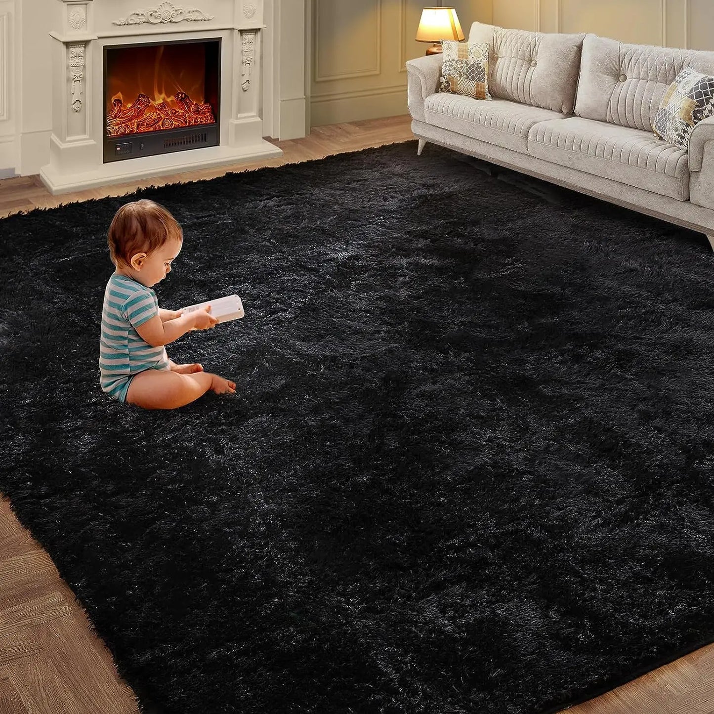 Soft Fluffy Home Mat-Dye Plush Carpet