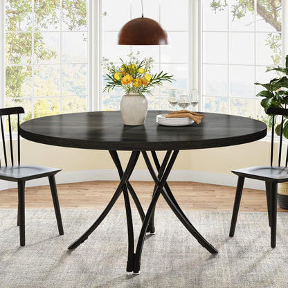 47-Inch Round Farmhouse  Dining Table for 4-6 People