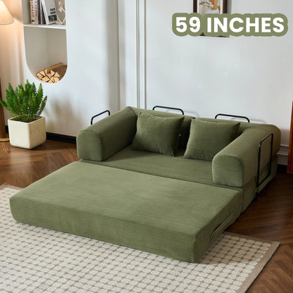 79''  Foldable Convertible Futon Sleeper Sofa Bed with L-Shaped Armrests for Living Room