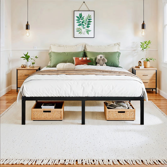 Metal Platform Bed Frame with Storage Space, Twin/Full/Quen/King