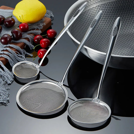 3 Pcs Oil Skimmer & Strainer with Heat Resistant Handle, Dishwasher Safe