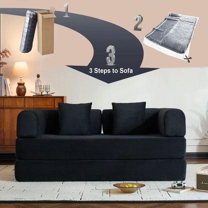 79" Convertible Sofa Bed with Removable Armrests,