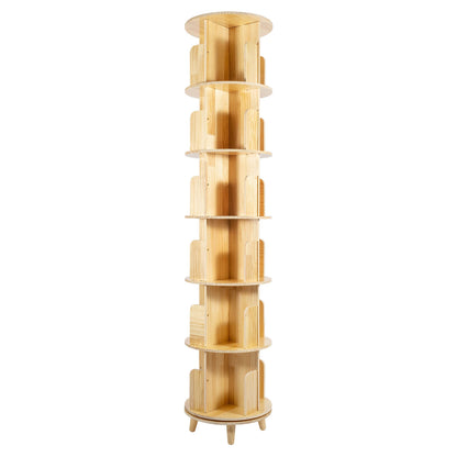360° Rotating Wooden 6-Tier Kids Book Storage Organizer