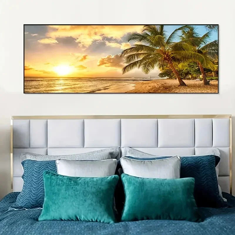 Lazy Beach Sunset Scenery Canvas Art Painting Poster