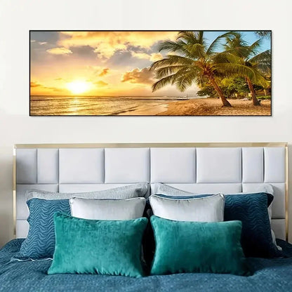 Lazy Beach Sunset Scenery Canvas Art Painting Poster
