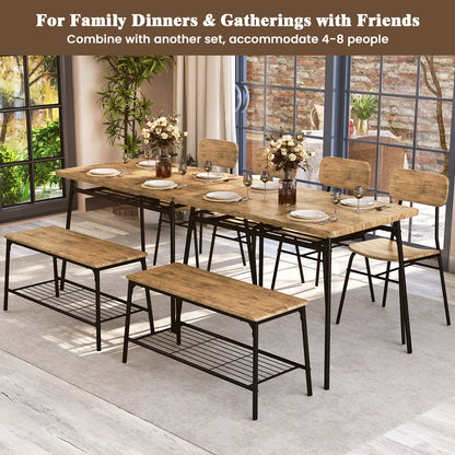 Dining Table Set for 4 Dining Room Kitchen Table w/ Bench 2 Chairs 4-Piece Set