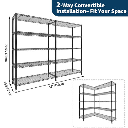 Commercial grade Heavy Duty Metal Shelving 4/5 Tiers  Adjustable Organization  for Pantry, Kitchen or Garage