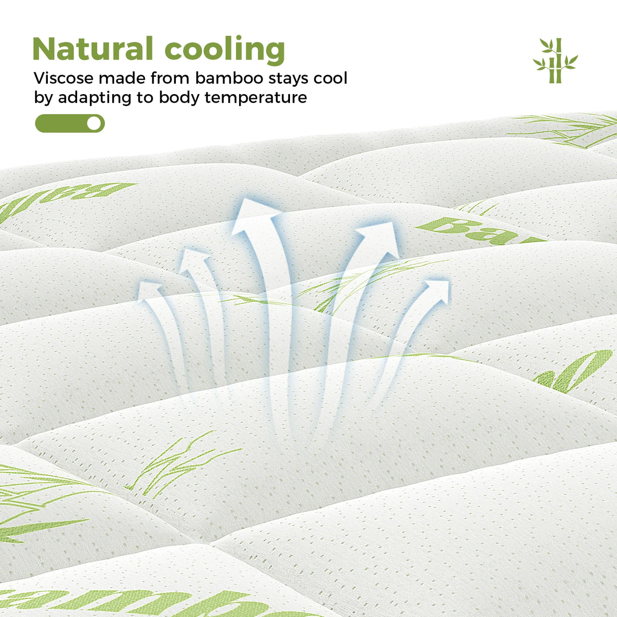 Bamboo Fiber Soft Mattress Topper with Deep Pockets 400g Thick Mattress for Back Pain Relief Breathable Cooling Material
