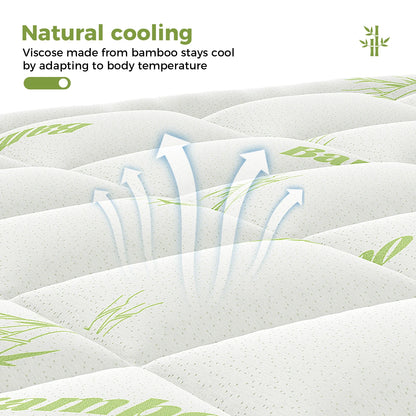 Bamboo Fiber Soft Mattress Topper with Deep Pockets 400g Thick Mattress for Back Pain Relief Breathable Cooling Material