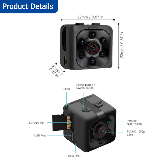 Nanny Cam Full HD with Night Vision Motion Activation for Indoor Outdoor Security