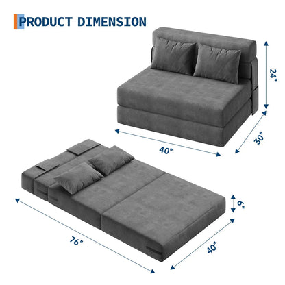 4-in-1 Folding Convertible  Bed Sleeper Soft Corduroy Loveseat Couch With Pillow Space-Saving Fold Out Chair Bed For Room