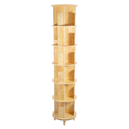 360° Rotating Wooden 6-Tier Kids Book Storage Organizer