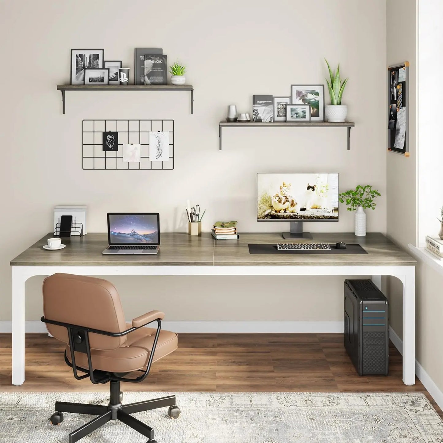78.7 Inches Extra Long Computer Desk 2 Person Desk,, Work station for Home Office
