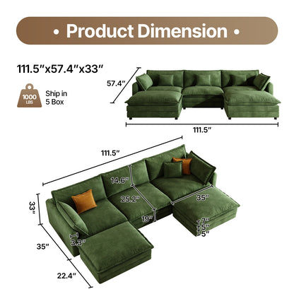Modular Sectional Cloud Couch with Ottoman