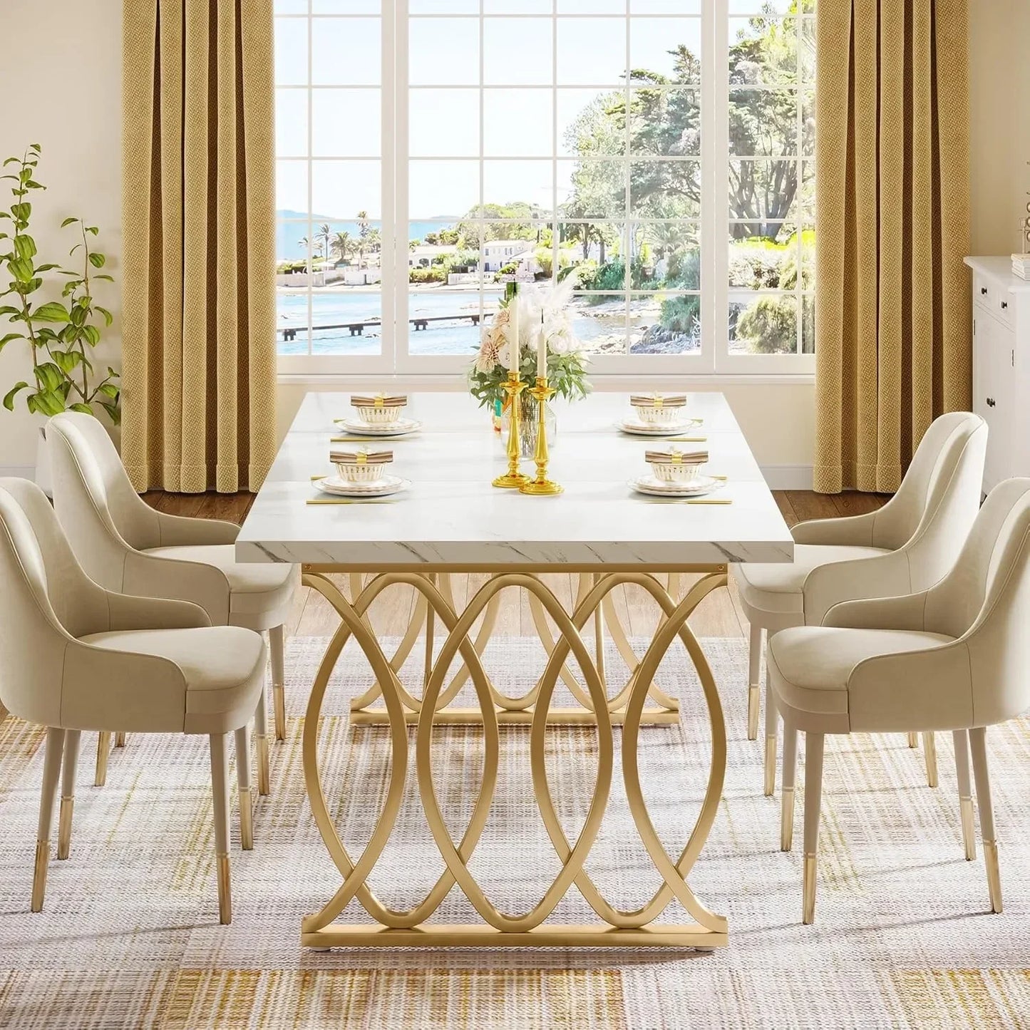 Unique Rectangular Dinner Table seats 4 to 6