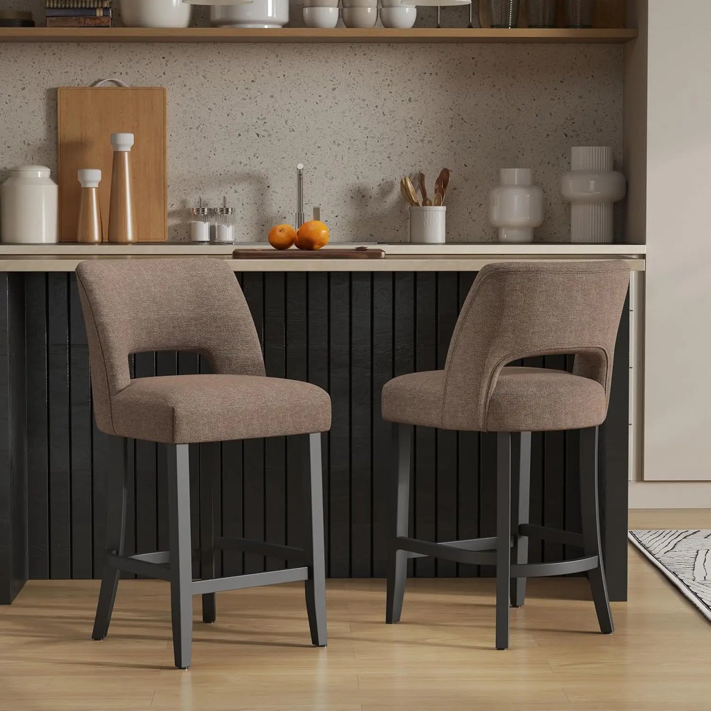Upholstered Modern Counter  Height Bar Stools (2)