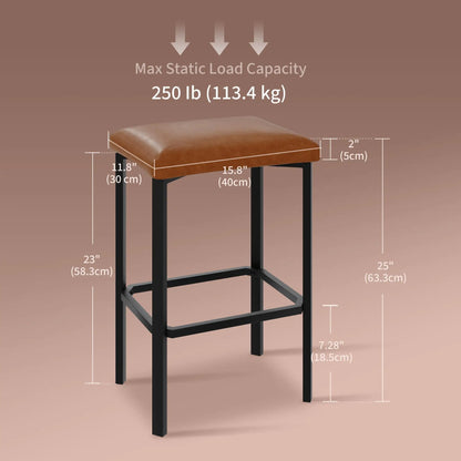 Counter Height Bar Stools Set With PU Leather Seat And 2 Inch Thick Upholstery Modern Heavy Duty Metal Frame Base Easy Assembly For Kitchen Island And Bar Counter Available In Set Of 2 Or 4