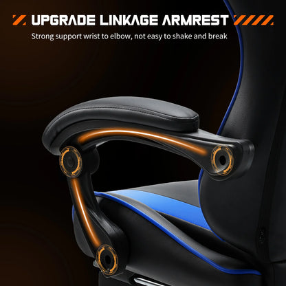 Adjustable Leather Gaming Chair with Headrest & Lumbar Support