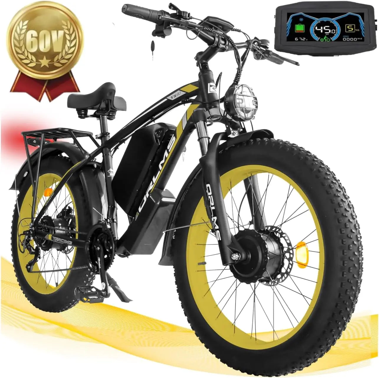TS60 5000W Dual Motor E-Bike, 45MPH Mountain AWD 21-Speed with 26" x 4.0 Fat Tire