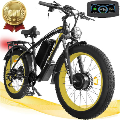 TS60 5000W Dual Motor E-Bike, 45MPH Mountain AWD 21-Speed with 26" x 4.0 Fat Tire