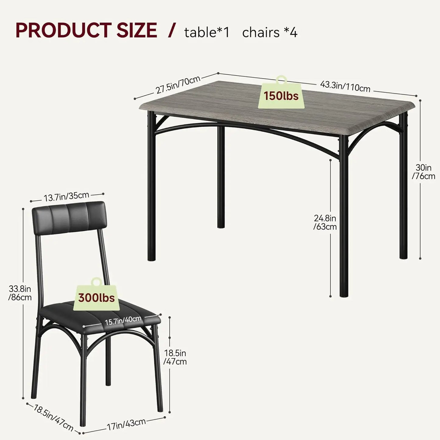Modern 5 Piece Dining Room Table Set for Apartment,Home, Studio