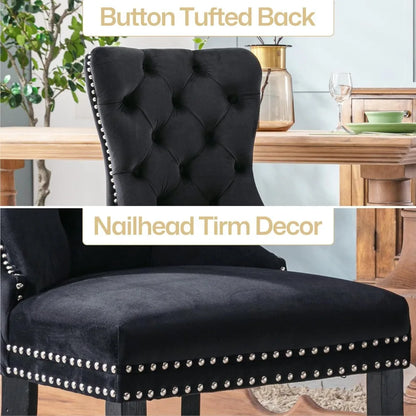 Velvet Dining Chairs Set of 6, Nikki Collection Dining Room Chairs with Wood Legs