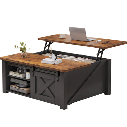 31.5IN Wood Lift Top Coffee Table  Square Living Room Adjustable Storage Shelf Easy Lift Or Lower For Tea Dining Tables