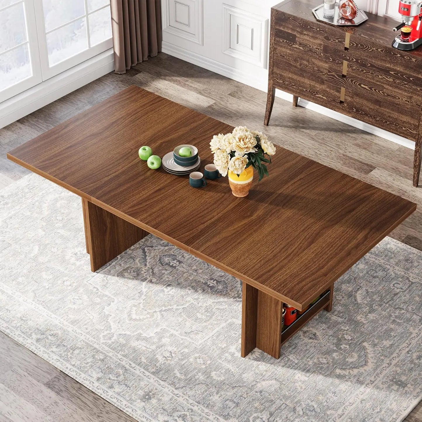 Farmhouse Dining Table for 6  with Storage,