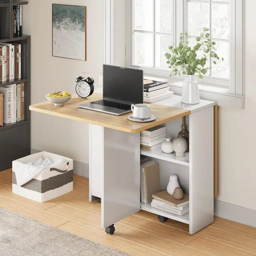 Space Saving Farmhouse Dining Table for 4 with Storage
