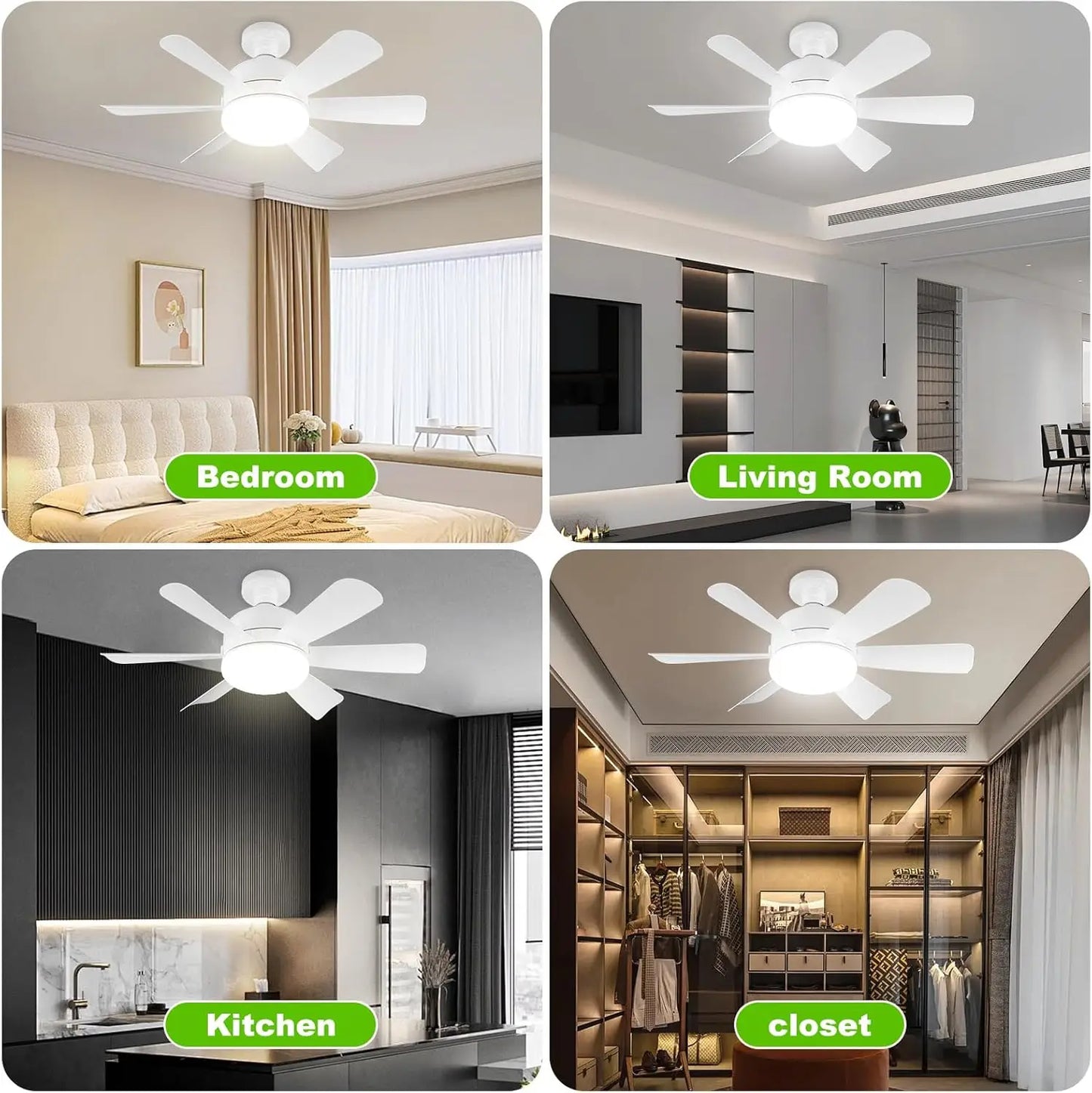 Socket LED Ceiling Fan Light E26 with Remote, Dimmable, 3 Colors, Speed Change, Suitable for Living Room, Study,