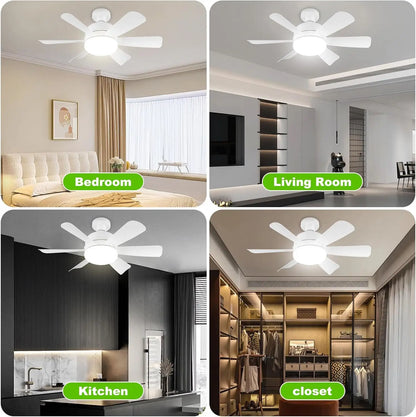Socket LED Ceiling Fan Light E26 with Remote, Dimmable, 3 Colors, Speed Change, Suitable for Living Room, Study,