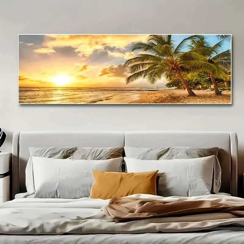 Lazy Beach Sunset Scenery Canvas Art Painting Poster