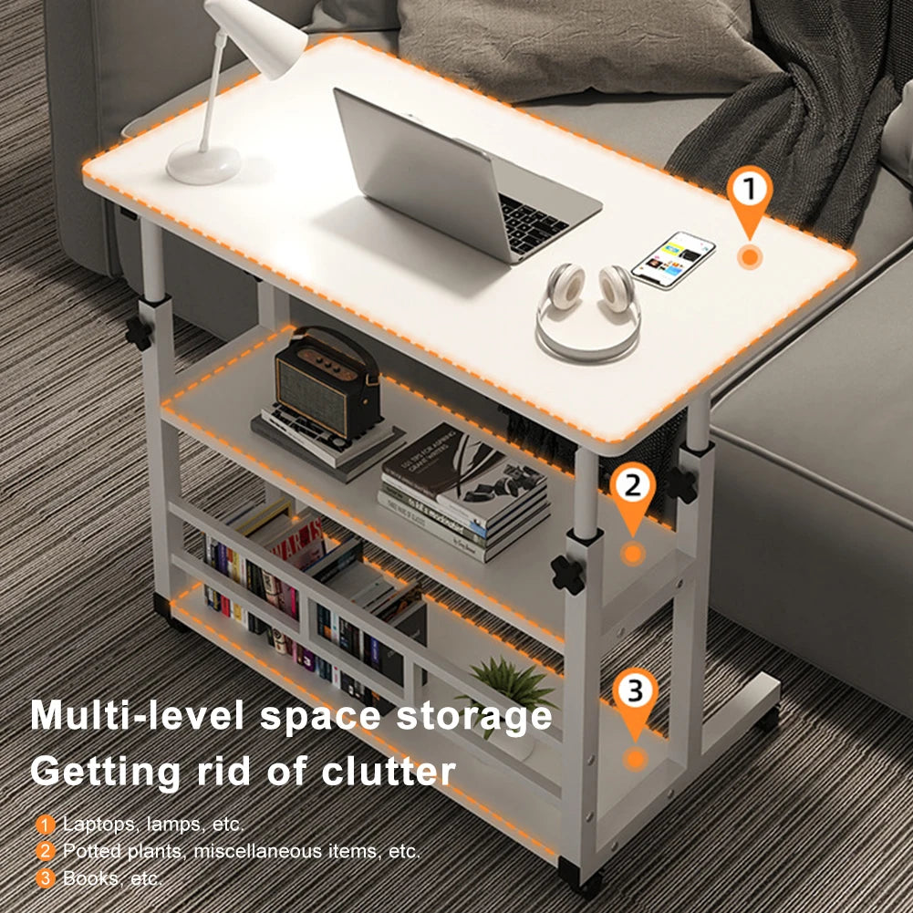 Multi-Layer Height Adjustable  Wooden Computer Desk for Home Office