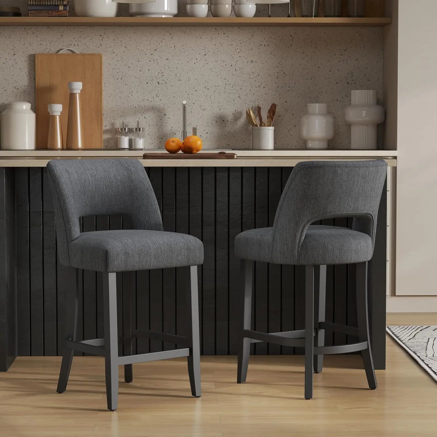 Upholstered Modern Counter  Height Bar Stools (2)