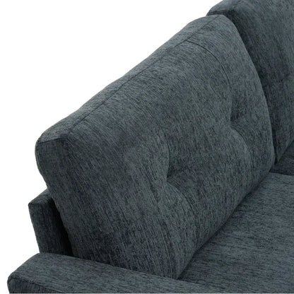 Mid-Century Modern Upholstered Tufted Loveseat Sofa With Wooden Legs