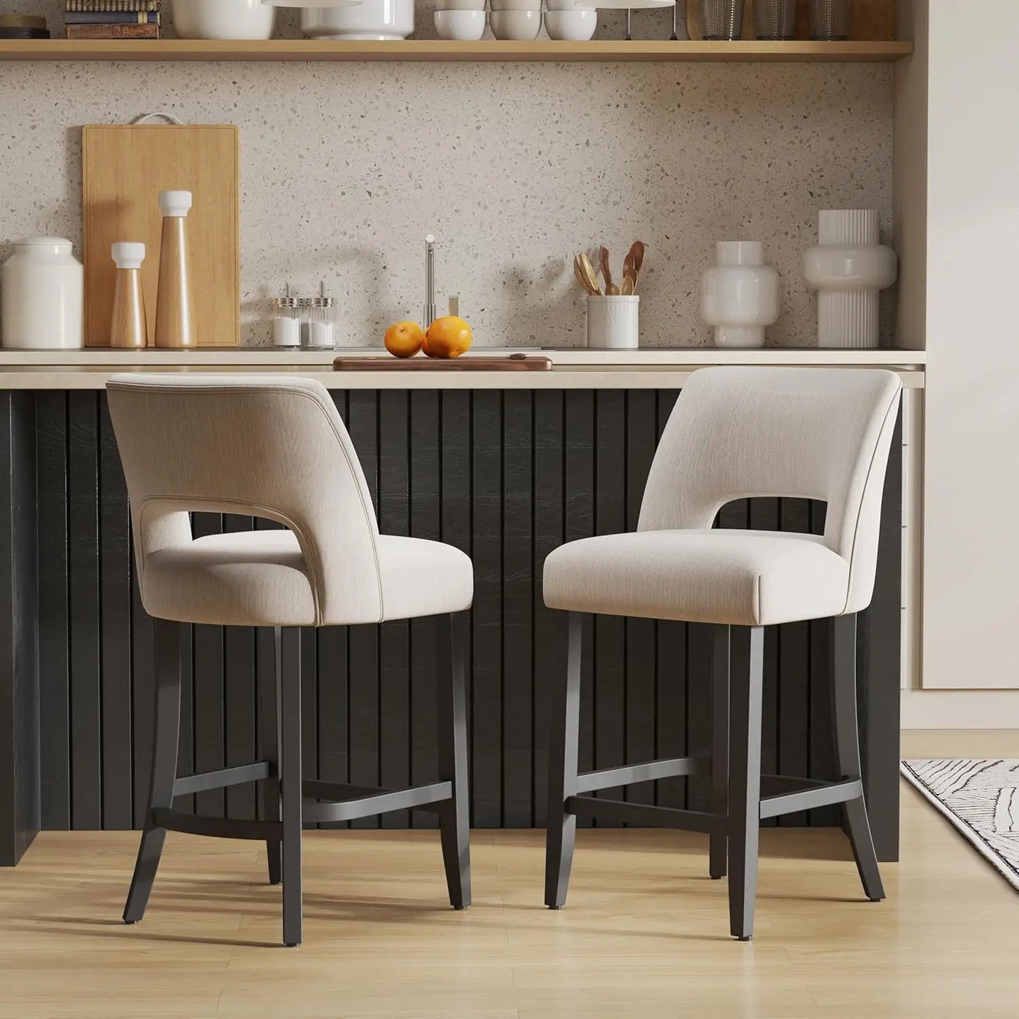 Upholstered Modern Counter  Height Bar Stools (2)