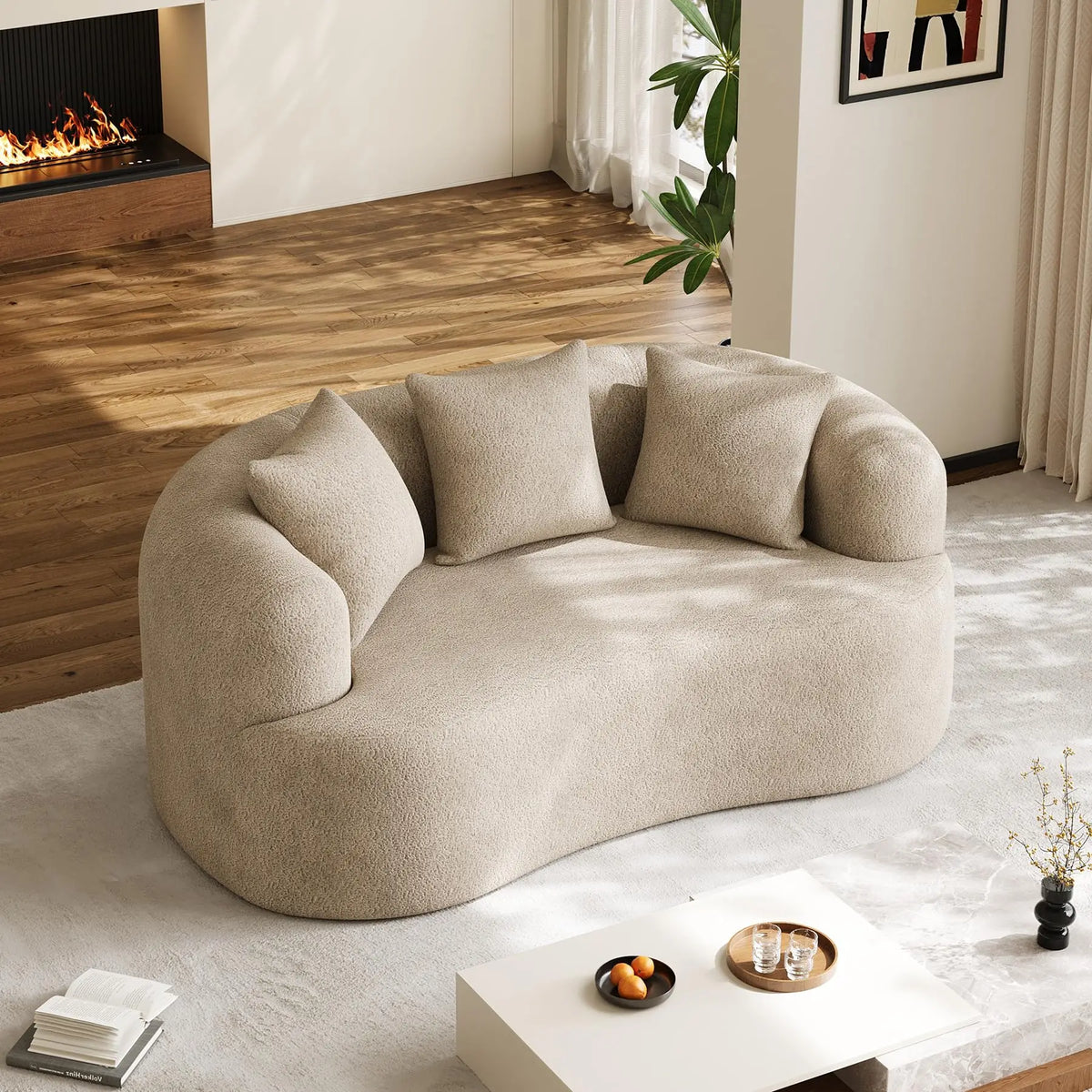 Oversized Sectional Sofa for Living Room, Modern Luxury Plush Chenille Extra Deep & Wide Seat Curved Cloud Couch No Assembly