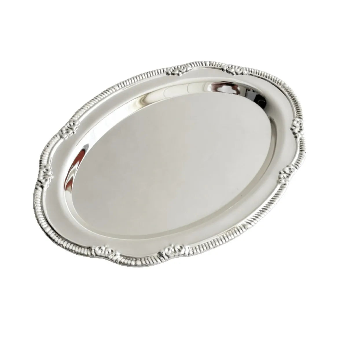 Vintage Embossed Silver Tray Serving Platter