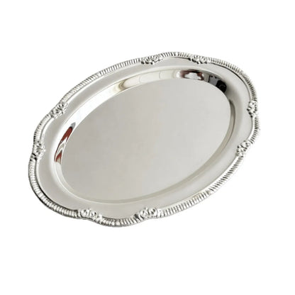Vintage Embossed Silver Tray Serving Platter